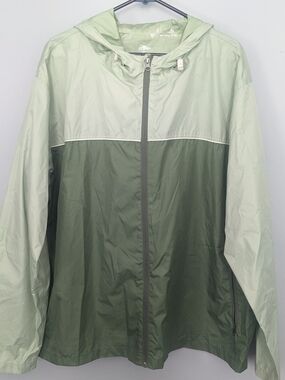 Crane Men's Two-Tone Green Hooded Windbreaker Jacket XL